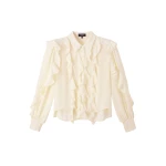 Silk Ruffle Crop Blouse