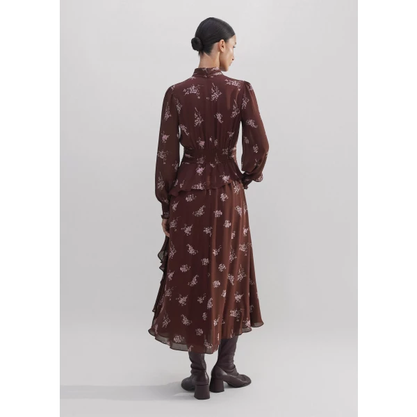 Silk Scattered Floral Print Midi Dress - Image 5