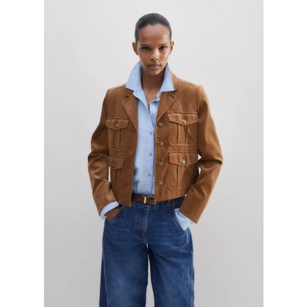 Velvet Military Crop Jacket - Image 5