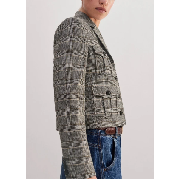Wool-Blend Check Short Jacket - Image 6