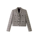 Wool-Blend Check Short Jacket