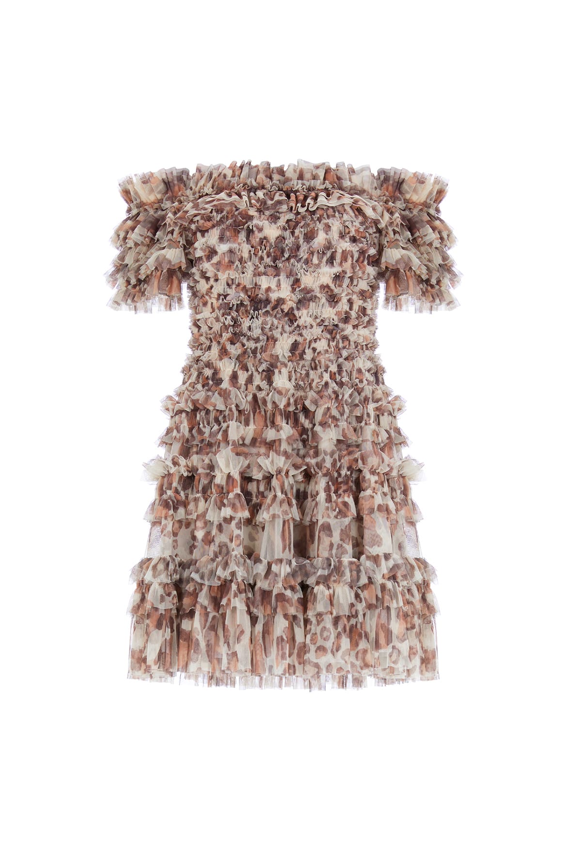 Needle and Thread Leopard Lisette Off-Shoulder Micro Mini Dress