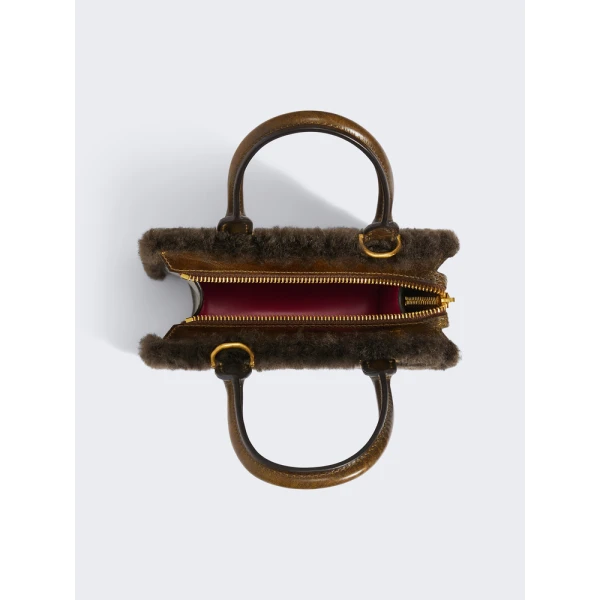 Schiaparelli Mini Anatomy Jewelry Bag in black leather top view