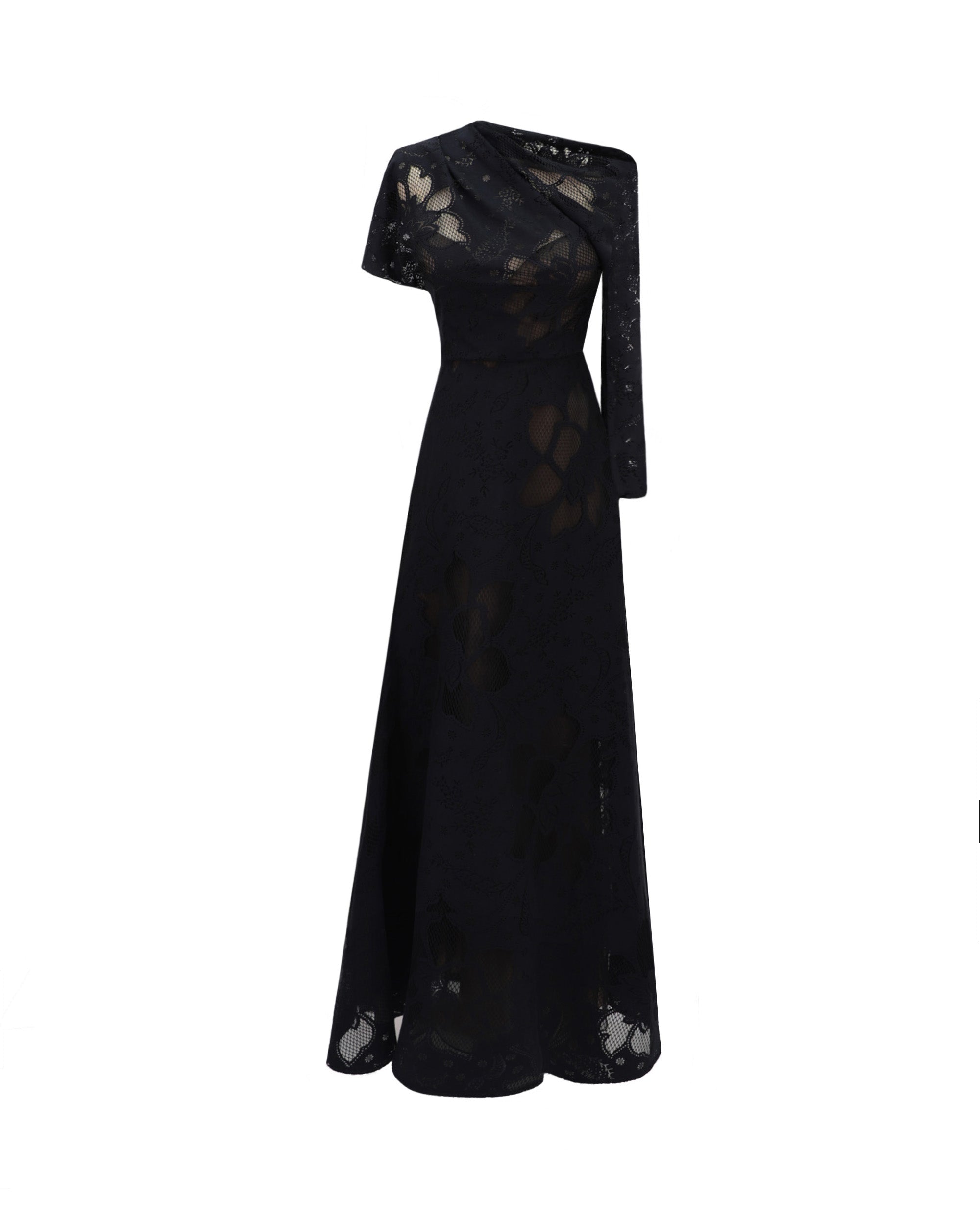 Gemy Maalouf Asymmetrical Neckline Midi Dress