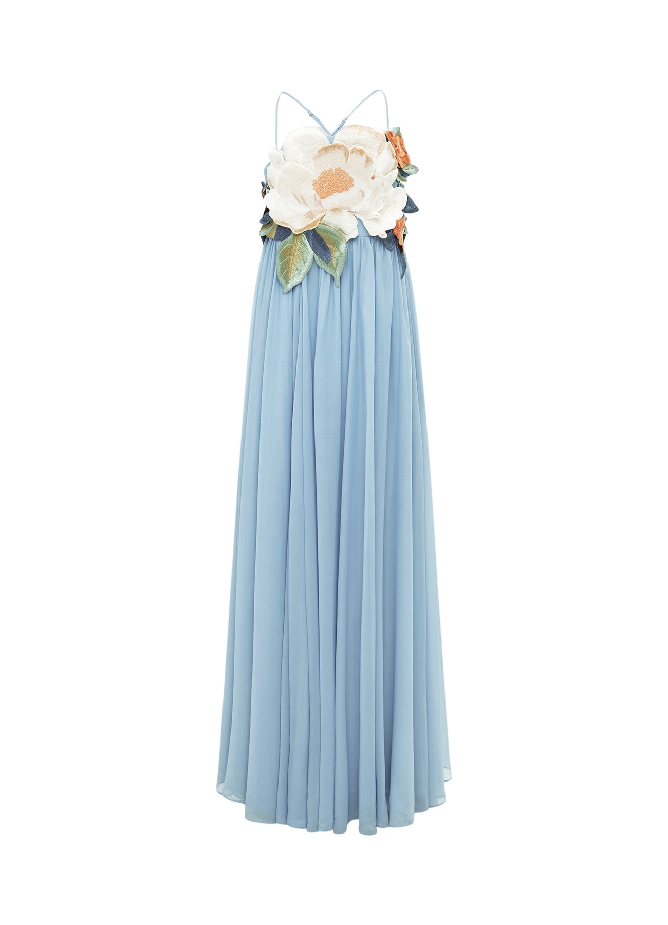 Leo Lin Agnes Appliqué Floral Maxi Dress – Powder Blue