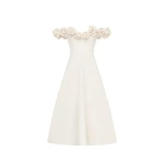 Annette Off Shoulder Midi Dress - Vanilla
