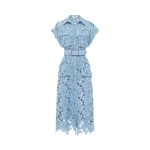 Audrey Lace Pocket Shirt Midi Dress - Powder Blue