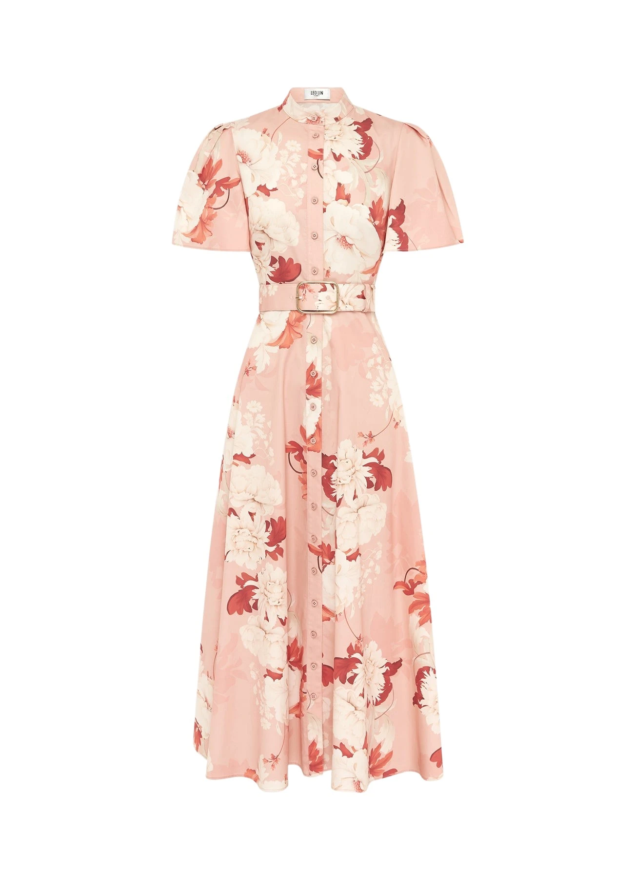 Leo-Lin-Bianca-Short-Sleeve-Midi-Dress-Peony-Print55935_nobg Bianca Short Sleeve Midi Dress - Peony Print - Image 1