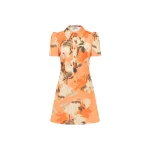 Brooke Mini Dress - Hydrangea Print in Tangerine