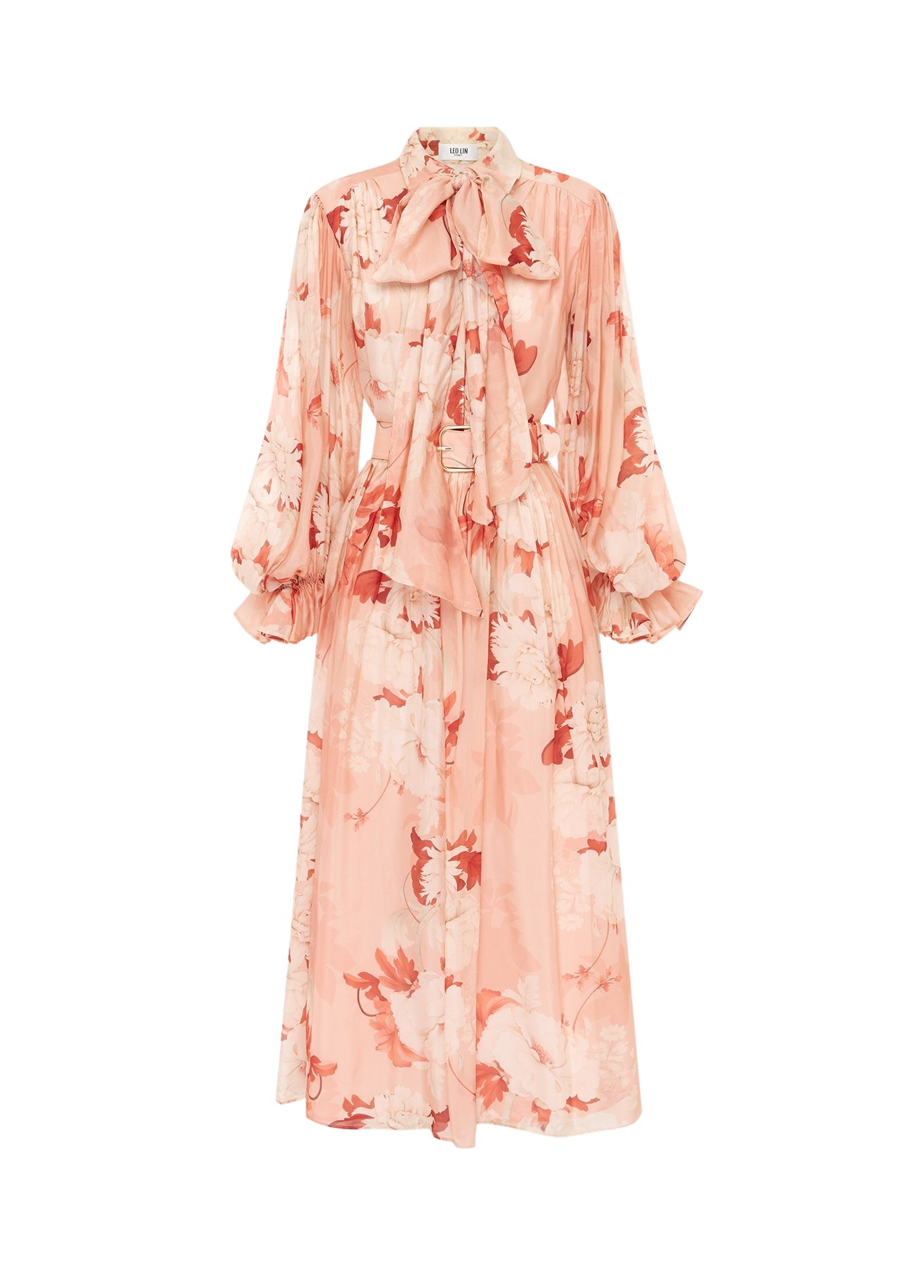 Leo Lin Cassie Tie Neck Midi Dress – Peony Print