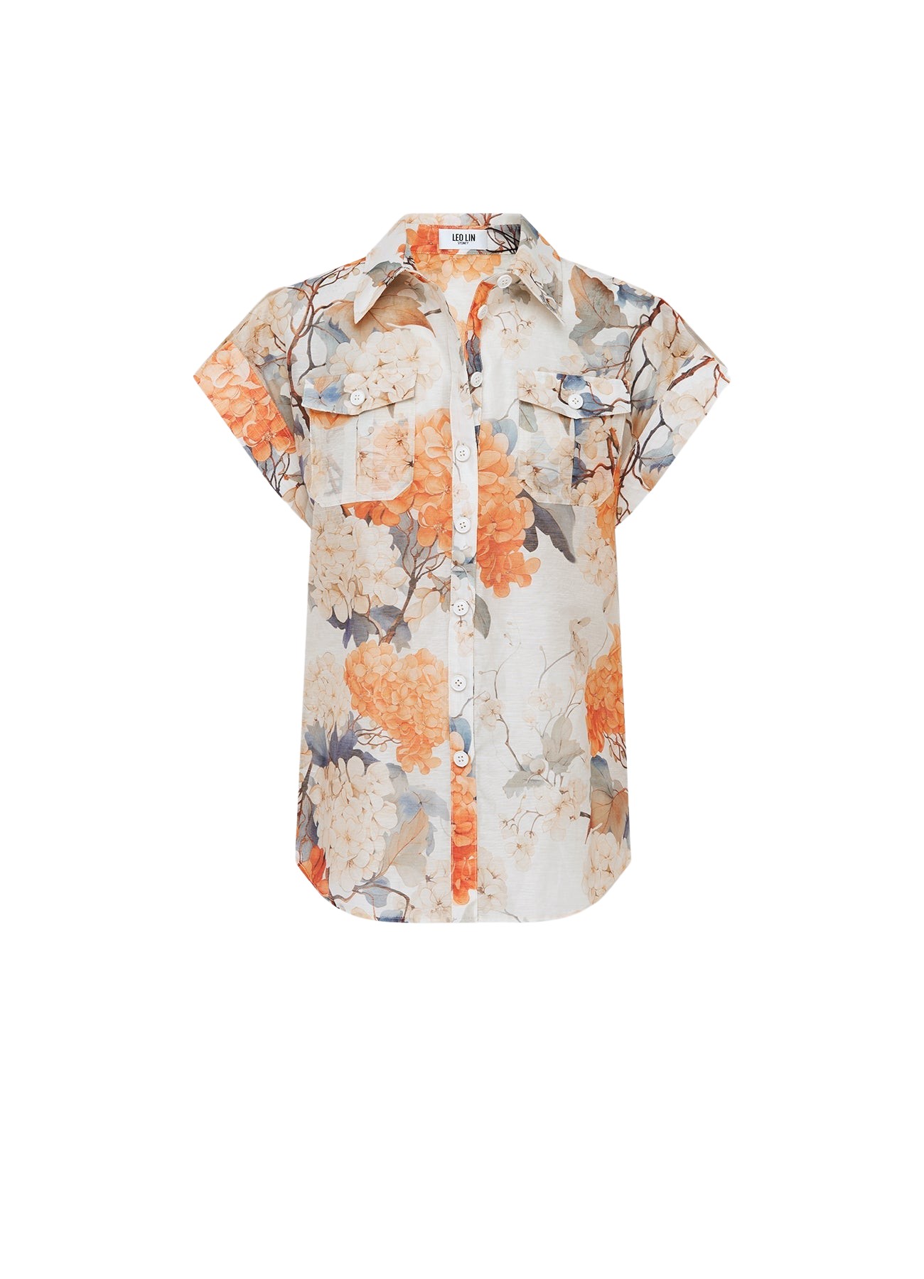 Leo Lin Catarina Blouse – Hydrangea Print in Vanilla