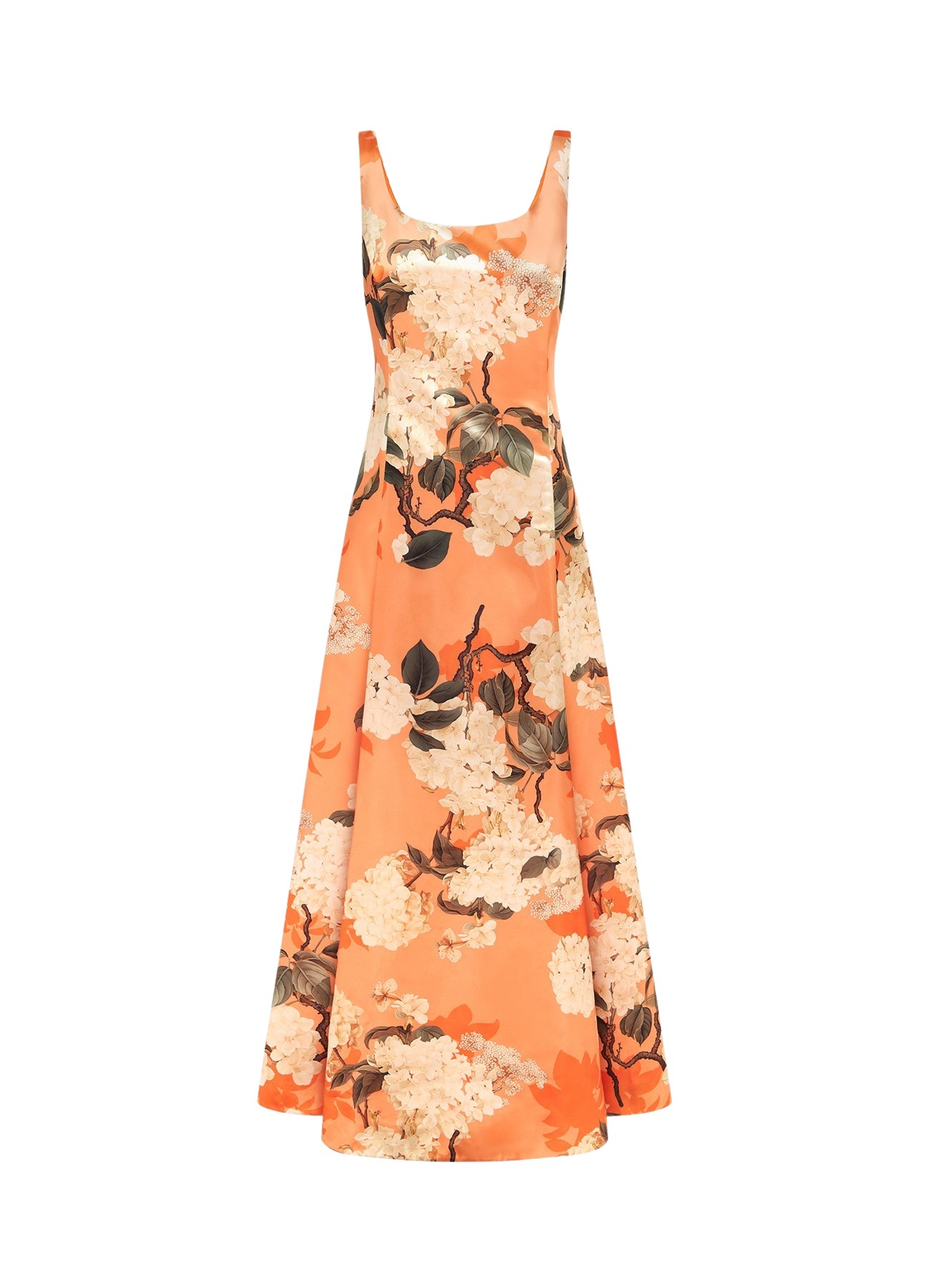 Leo Lin Charlotte Maxi Dress – Hydrangea Print in Tangerine