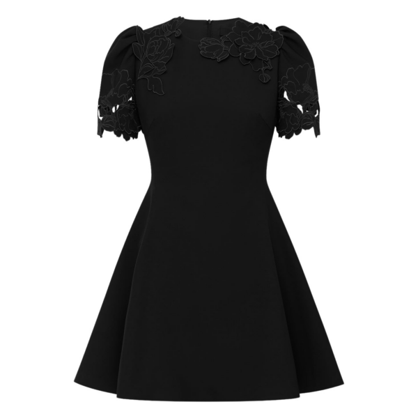 Leo Lin Elyse Appliqué Short Sleeve Mini Dress – Ebony