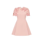 Elyse Appliqué Short Sleeve Mini Dress - Light Rose
