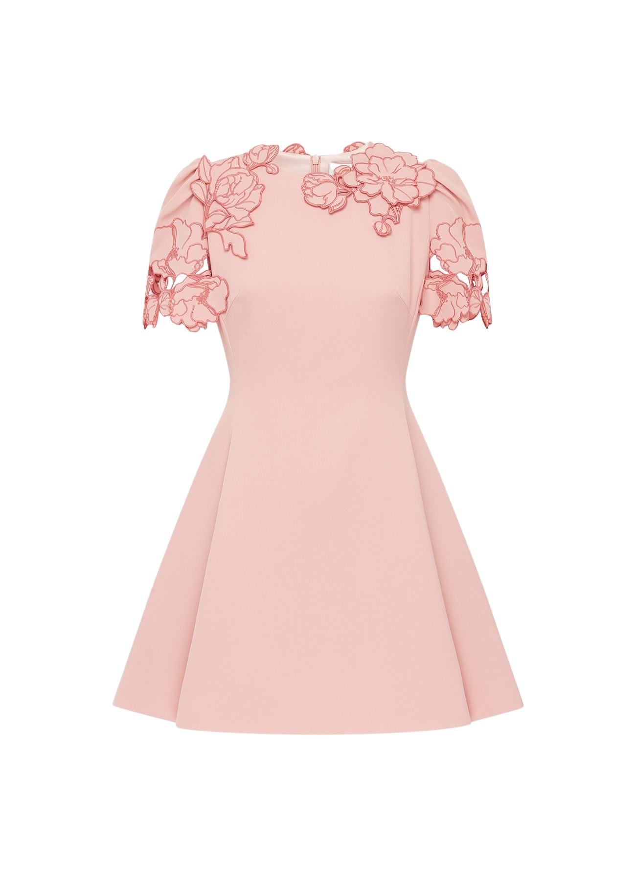 Leo Lin Elyse Appliqué Short Sleeve Mini Dress – Light Rose