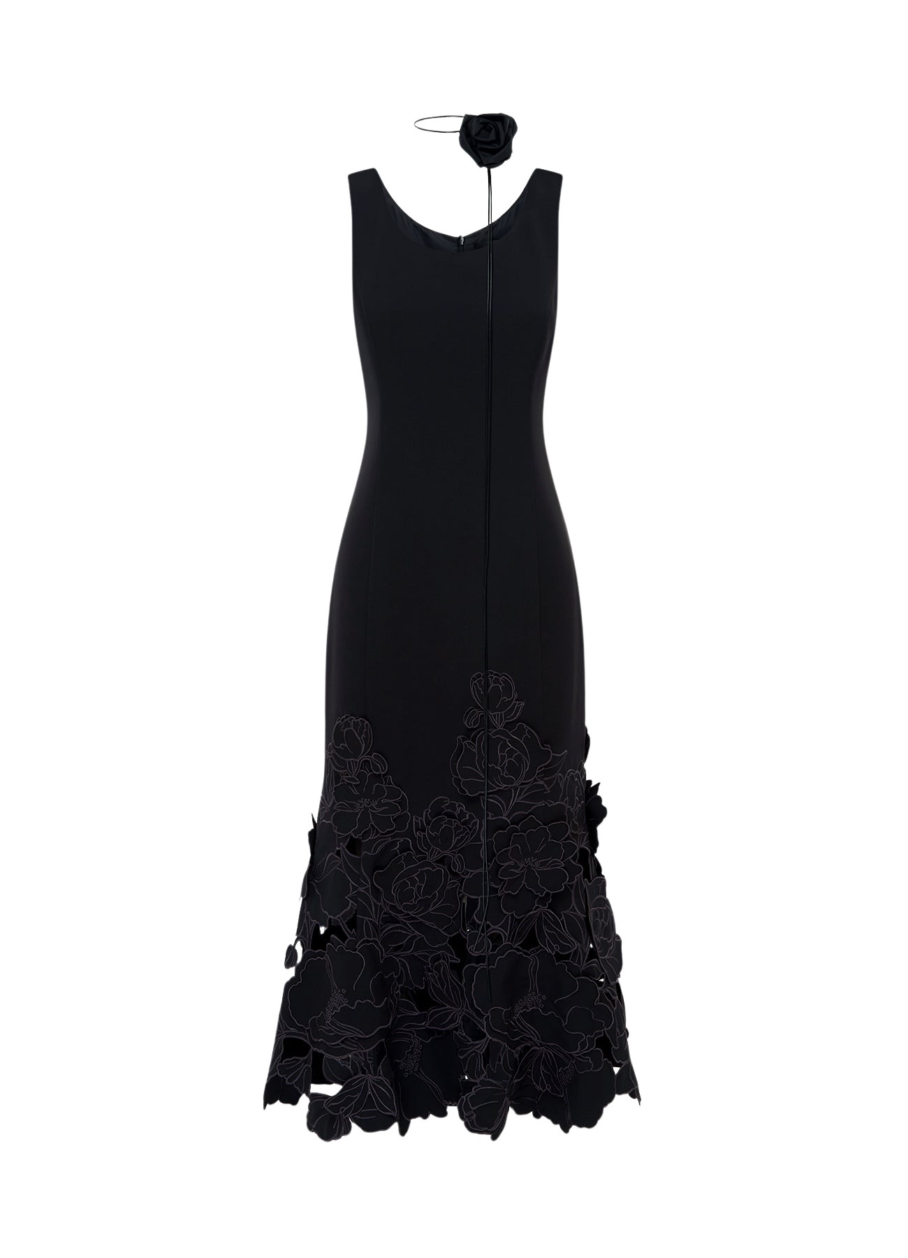 Leo Lin Emily Appliqué Midi Dress – Ebony