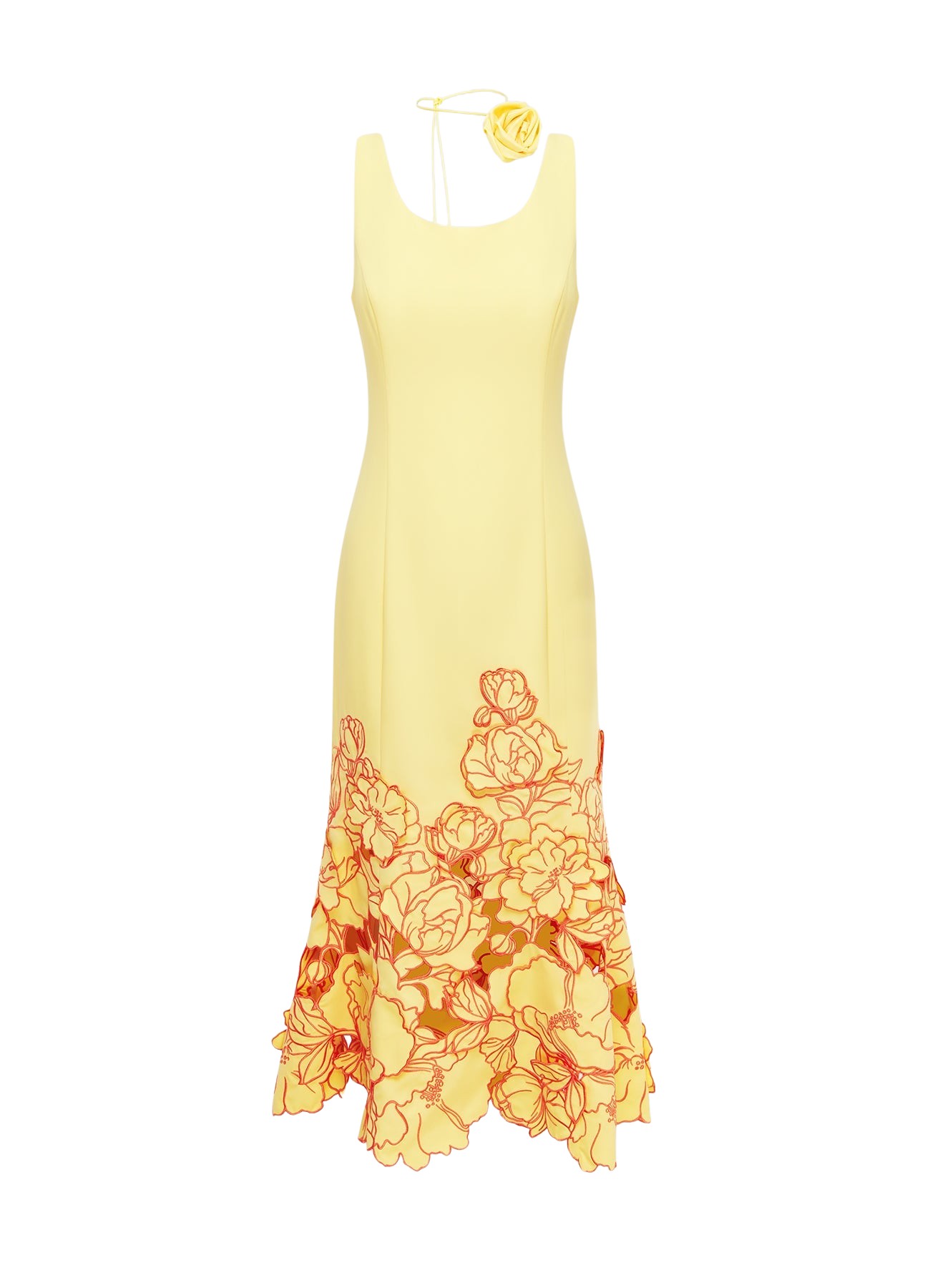 Leo Lin Emily Appliqué Midi Dress – Sorbet Yellow