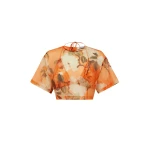 Indie Sleeve Top - Hydrangea Print in Tangerine