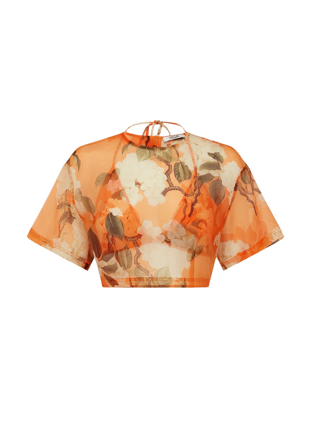Leo Lin Indie Sleeve Top – Hydrangea Print in Tangerine