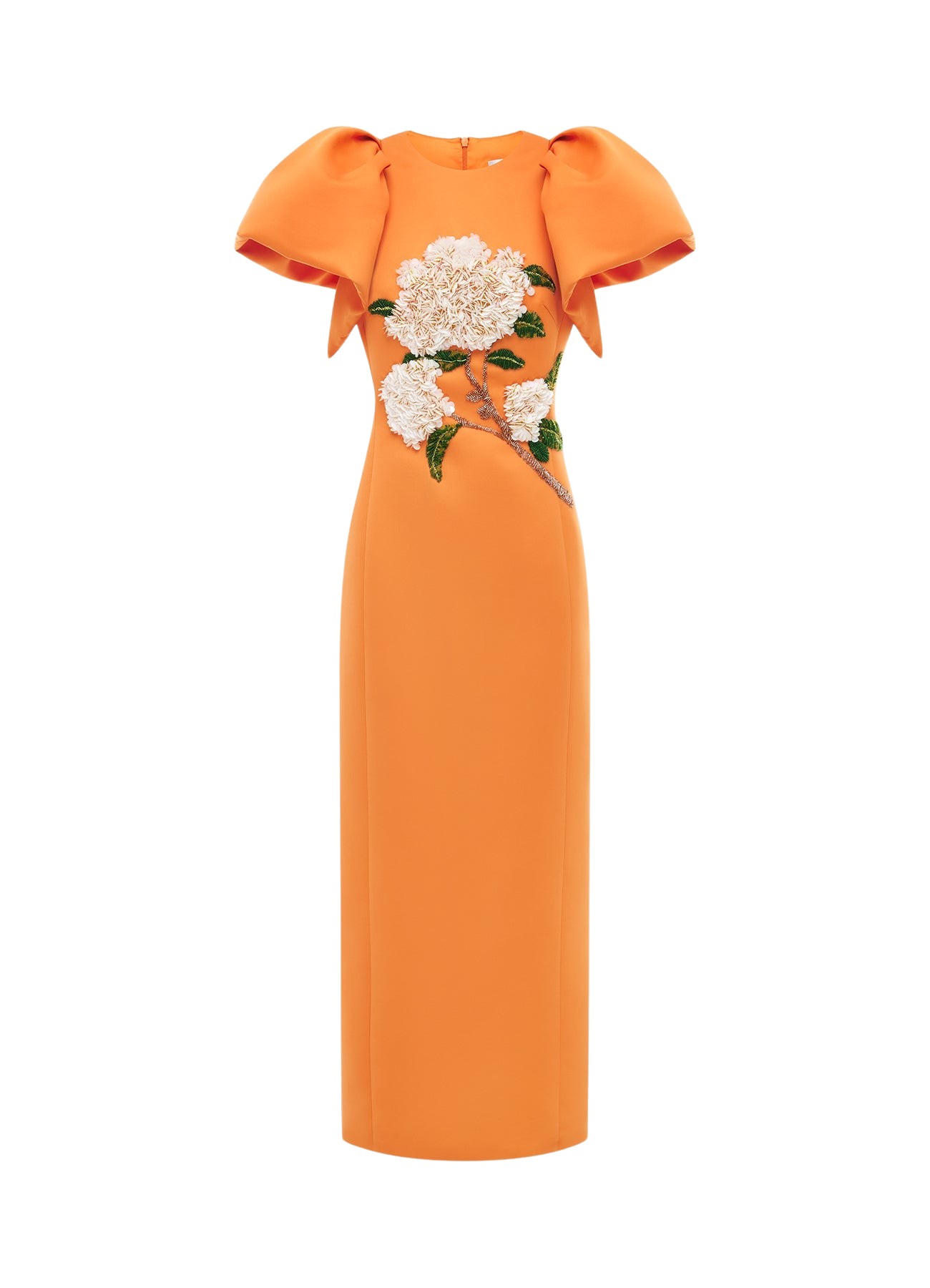 Leo Lin Lucinda Embellished Maxi Dress – Hydrangea Print in Tangerine