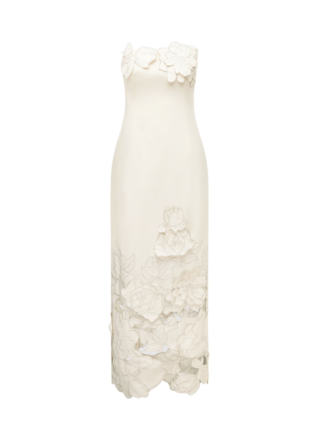 Leo Lin Rayna Appliqué Bustier Maxi Dress – Vanilla