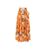 Valerie Maxi Skirt - Hydrangea Print in Tangerine