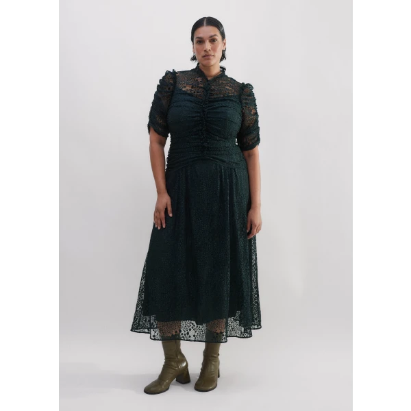 Botanical Lace Ruched Maxi Dress - Image 5