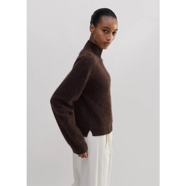 Brushed Cashmere Relaxed High Neck Sweater - Image 6