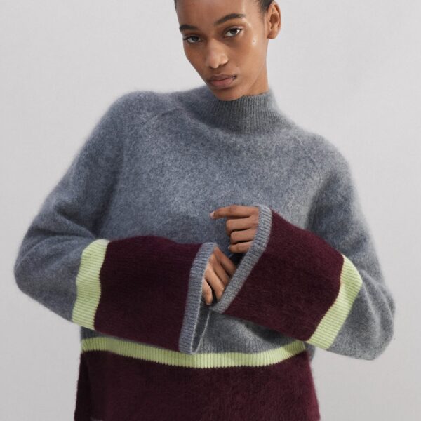 Me and Em Brushed Cashmere Relaxed Stripe Sweater, view 5