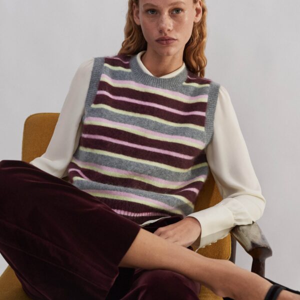 Me and Em Brushed Cashmere Stripe Sweater Vest, view 2