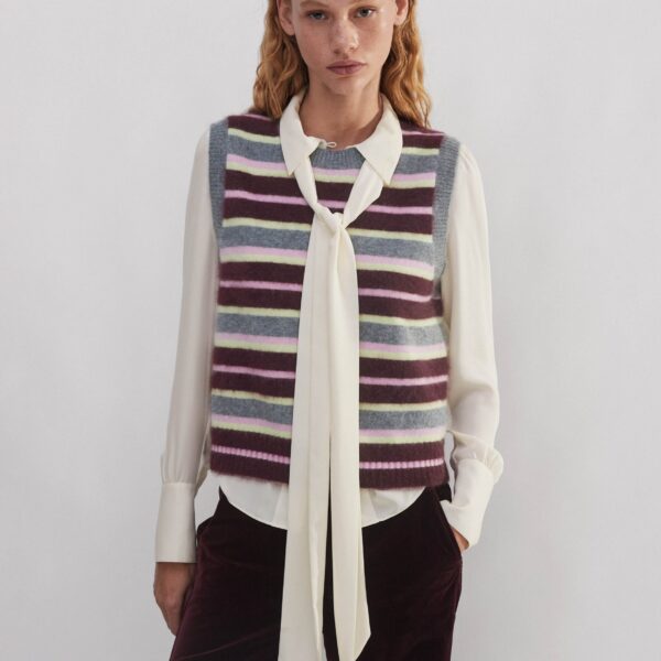 Me and Em Brushed Cashmere Stripe Sweater Vest, view 5