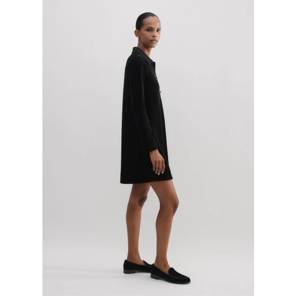 Crystal Button Cord Velour A-Line Dress - Image 5