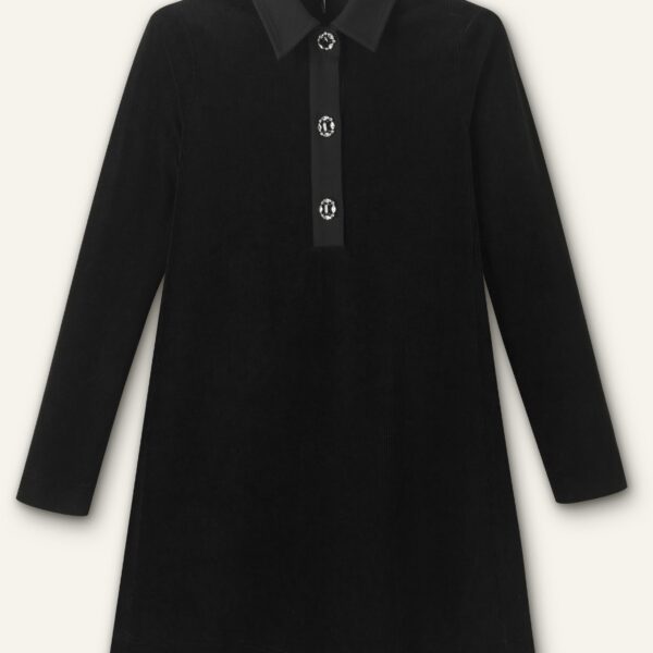 Me and Em Crystal Button Cord Velour A-Line Dress, view 6