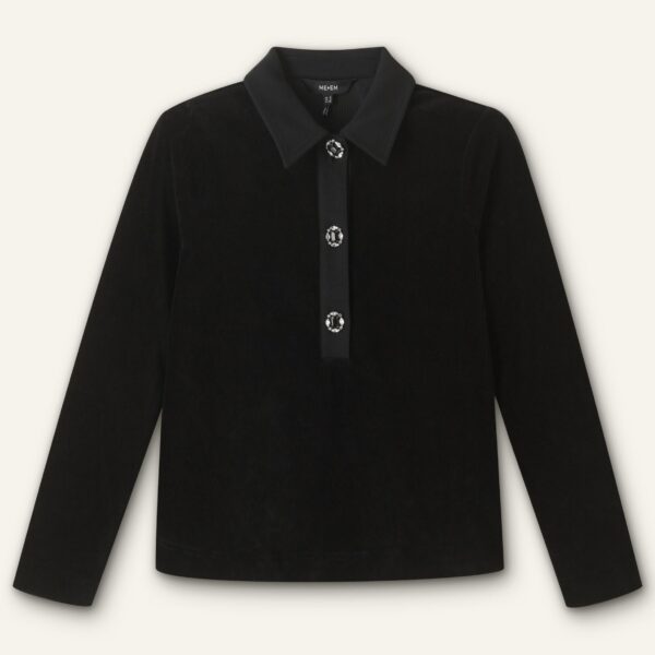Me and Em Crystal Button Cord Velour Swing Top, view 6