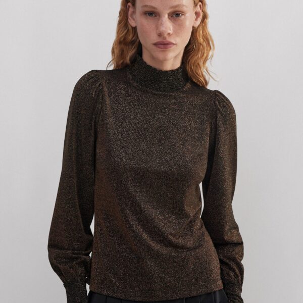 Me and Em Engineered Rib Trim Metallic Top, view 4