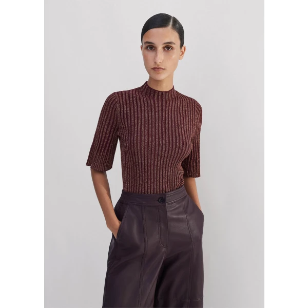 Fashioned Rib Metallic Knit Top - Image 5