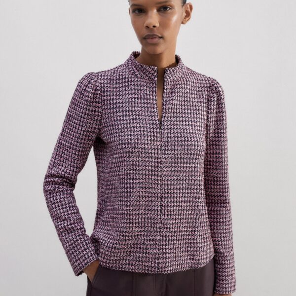 Me and Em Houndstooth Tweed High Neck Top, view 2