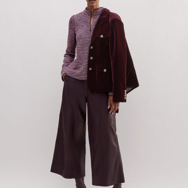 Me and Em Houndstooth Tweed High Neck Top, view 4