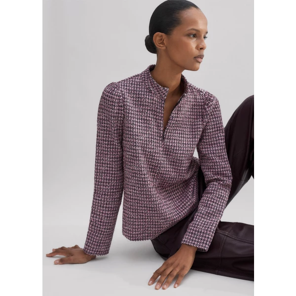 Houndstooth Tweed High Neck Top - Image 6