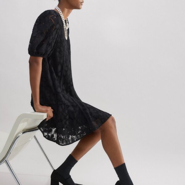 Me and Em Lined Lace Mini Dress, view 4