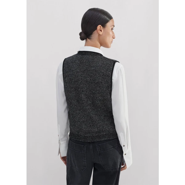 Metallic Button Detail Sweater Vest - Image 5