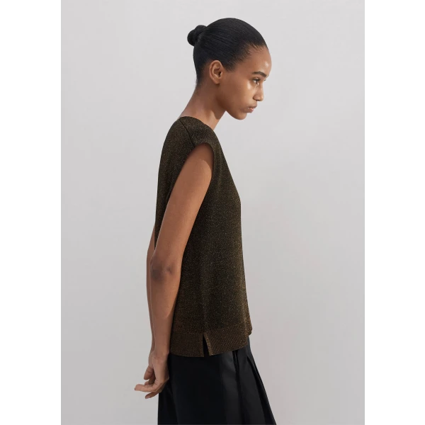 Metallic Knit V-Neck Top - Image 6