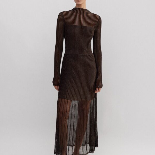 Me and Em Metallic Pointelle Knit Maxi Dress, view 4