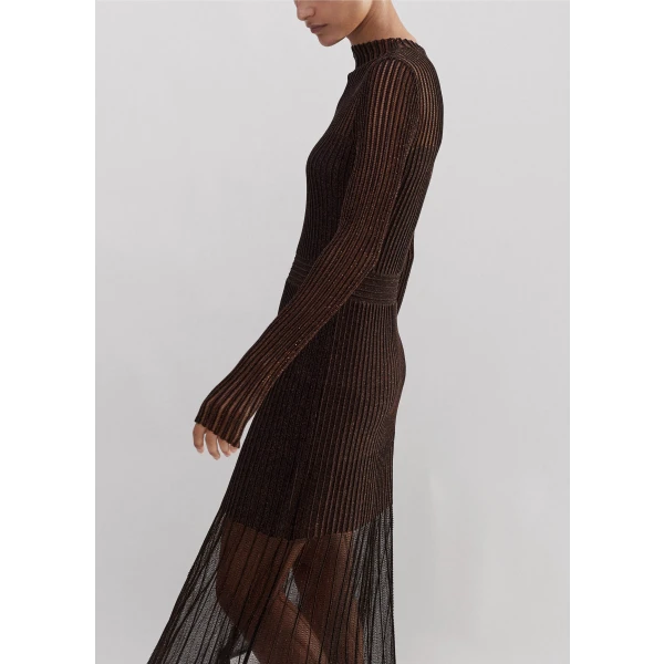 Metallic Pointelle Knit Maxi Dress - Image 5