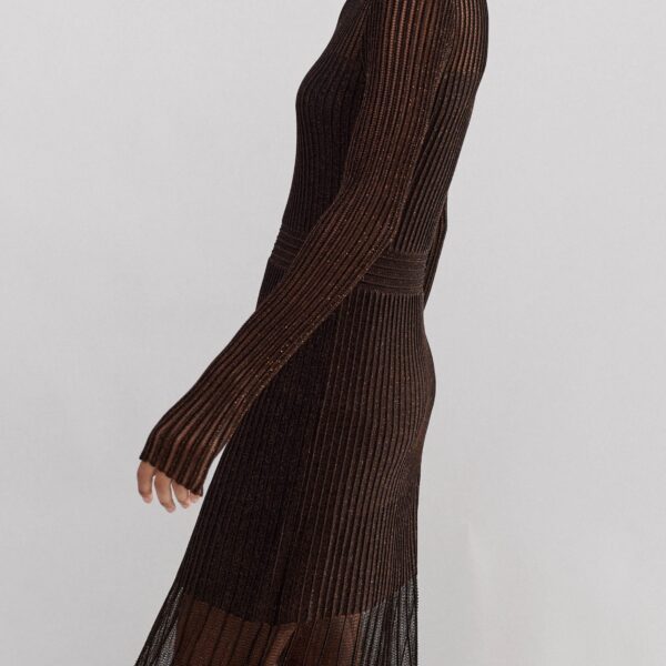 Me and Em Metallic Pointelle Knit Maxi Dress, view 5