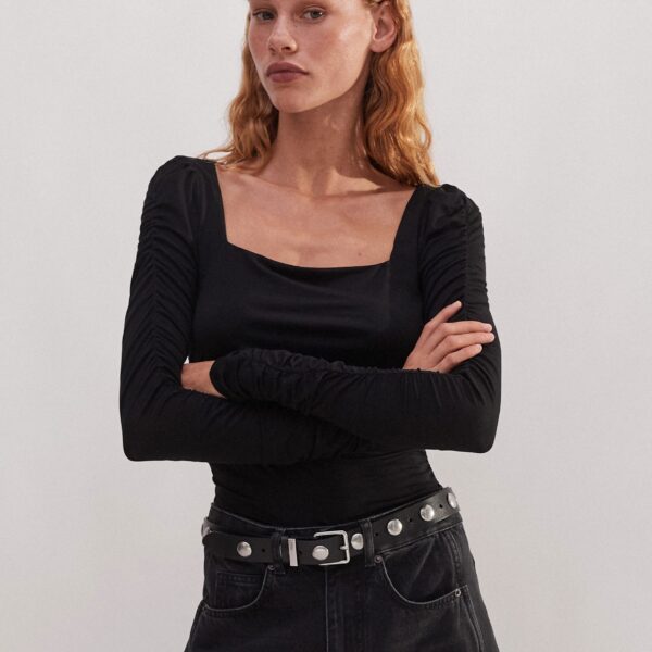 Me and Em Ruched Square Neck Top, view 2