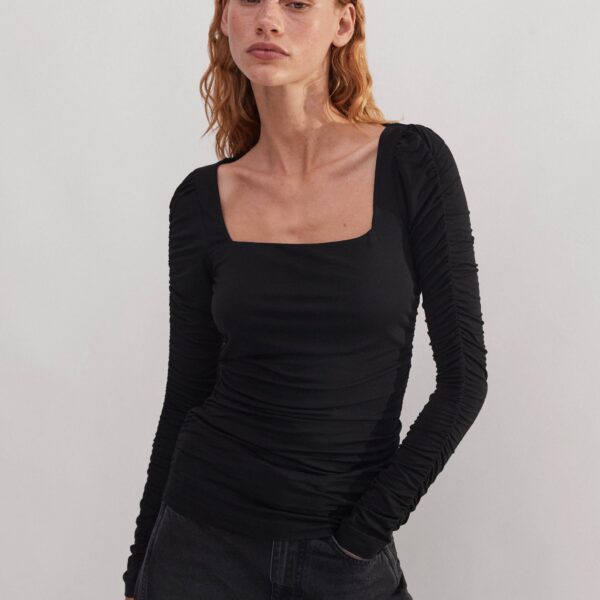 Me and Em Ruched Square Neck Top, view 3