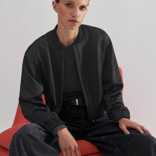 Me and Em Satin Twill Evening Bomber Coat, view 2
