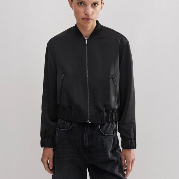 Me and Em Satin Twill Evening Bomber Coat, view 3