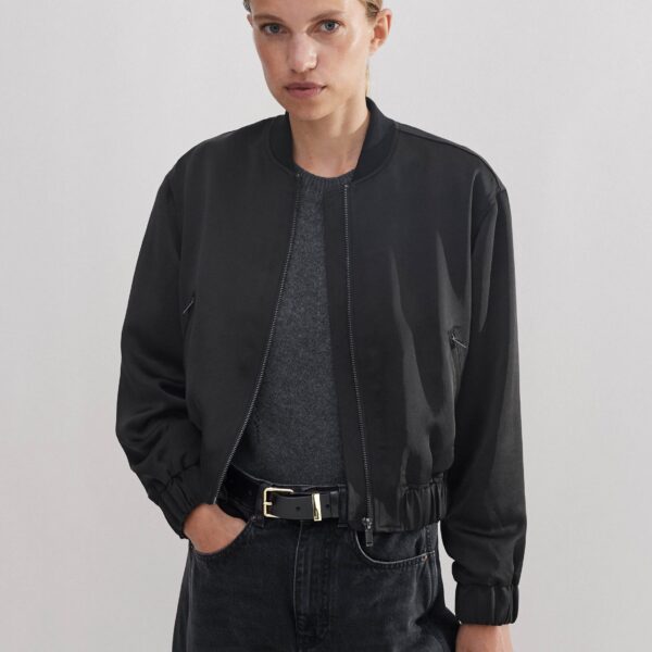 Me and Em Satin Twill Evening Bomber Coat, view 5